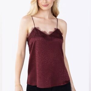 Nine West Burgundy Lace Trim Cami Top - Size XS